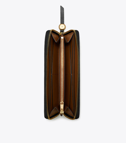 Tory Burch Leather Zip Continental Wallet - Black