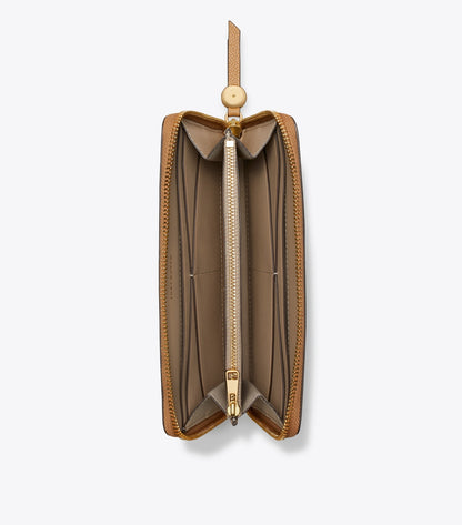 Tory Burch Leather Zip Continental Wallet - Tiramisu