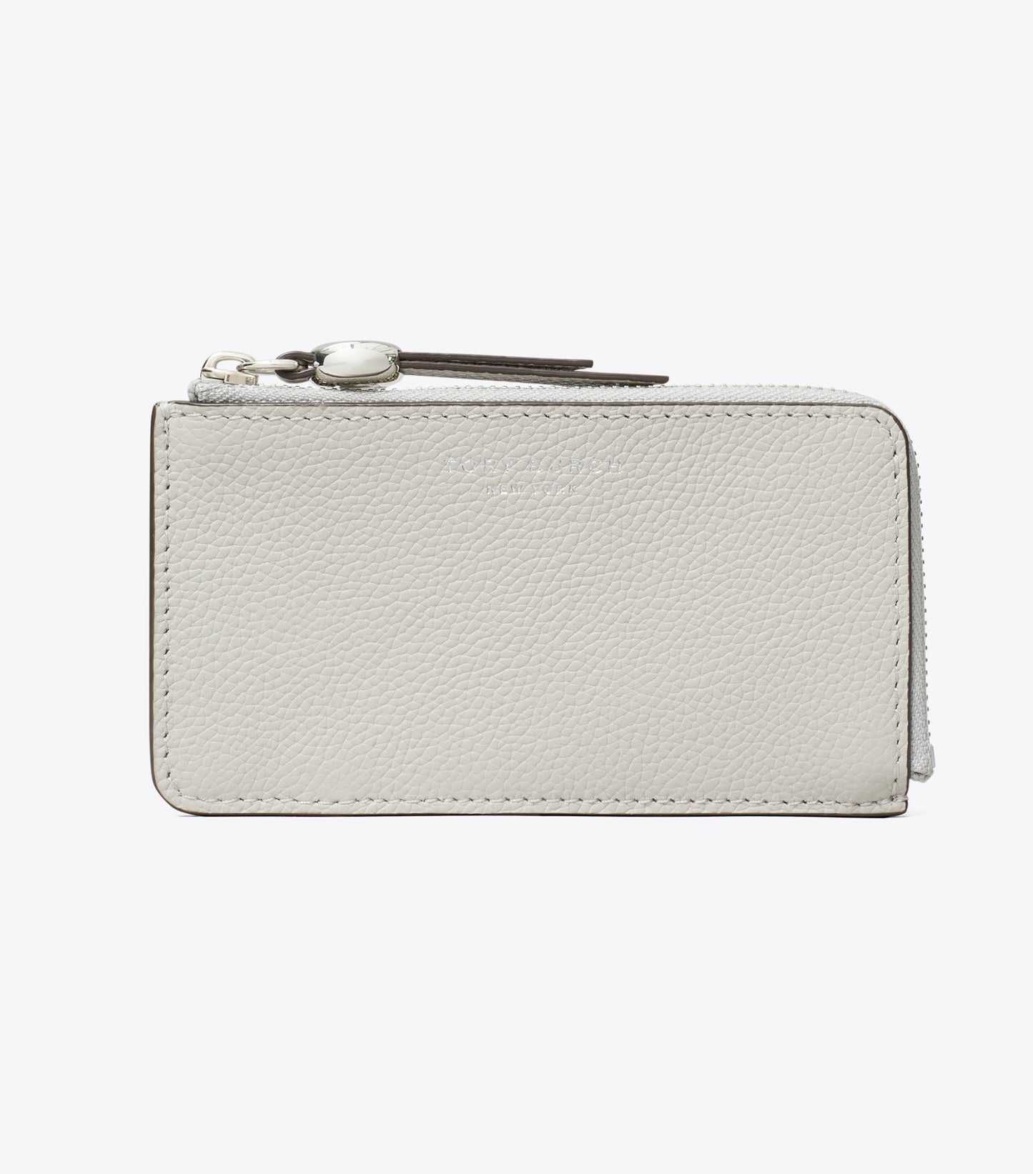 Tory Burch Leather Zip Card Case - Dove Gray