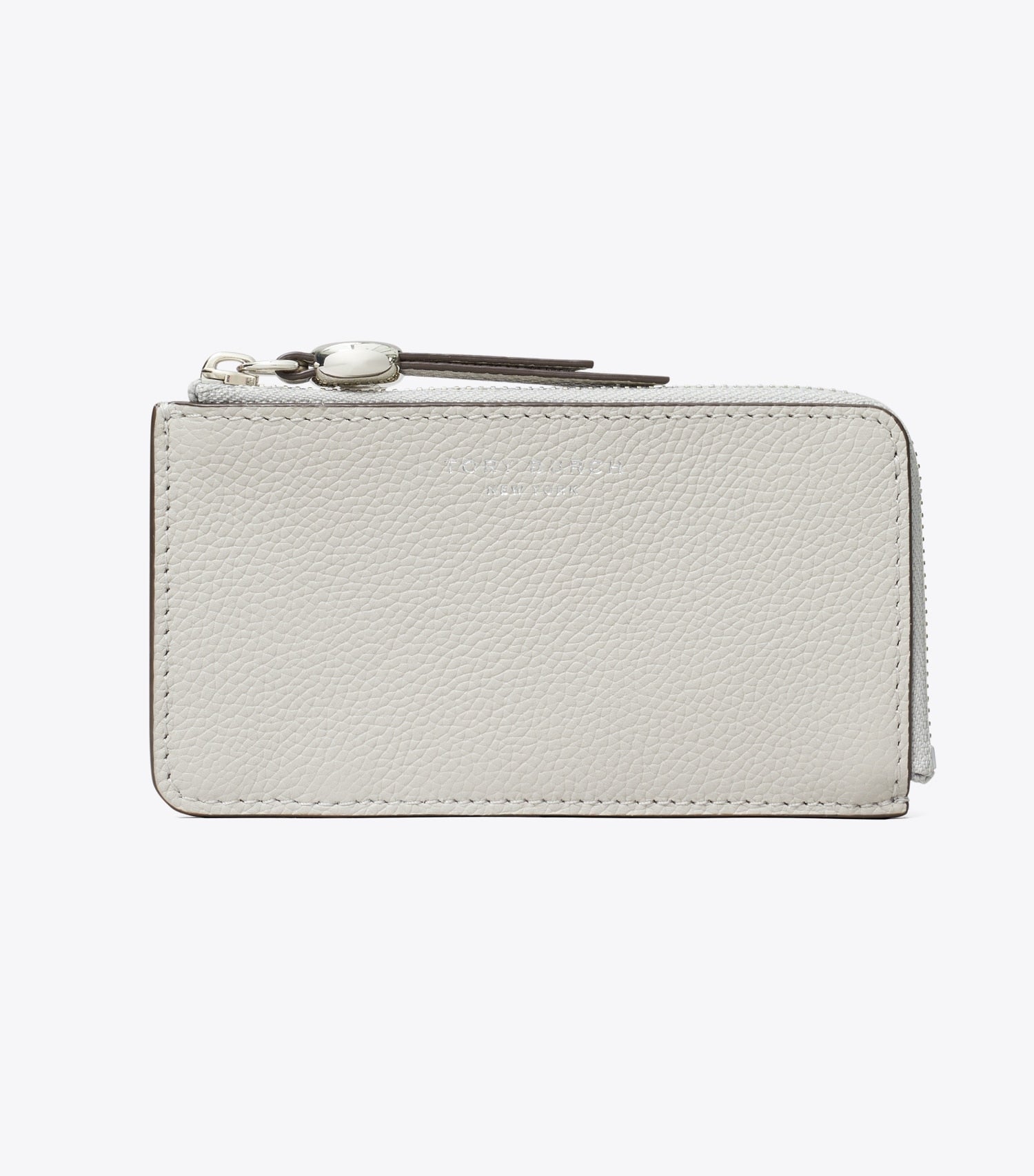 Tory Burch Leather Zip Card Case - Dove Gray