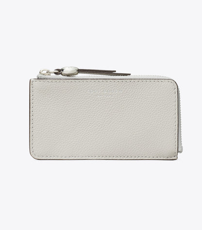 Tory Burch Leather Zip Card Case - Dove Gray