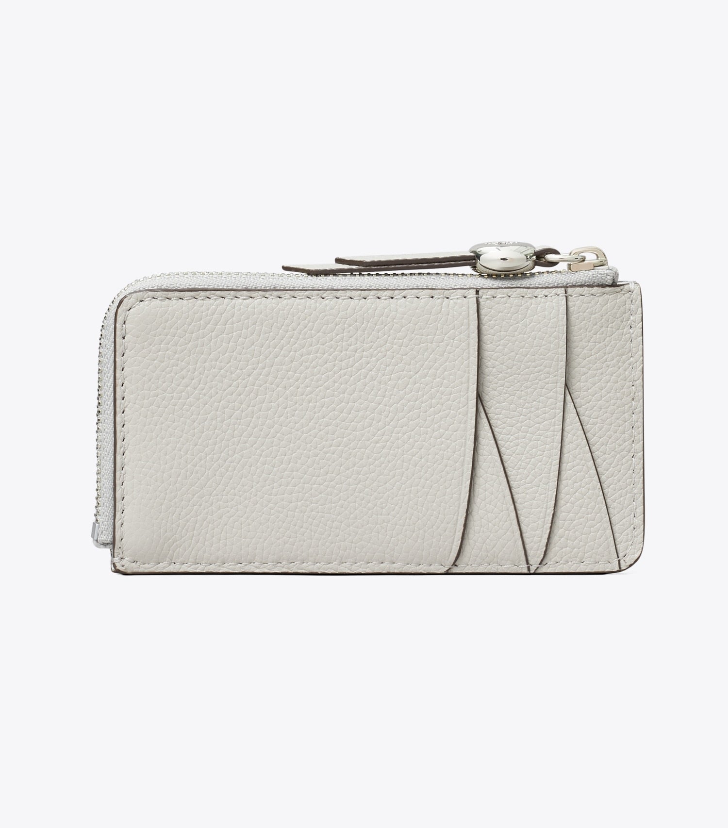 Tory Burch Leather Zip Card Case - Dove Gray
