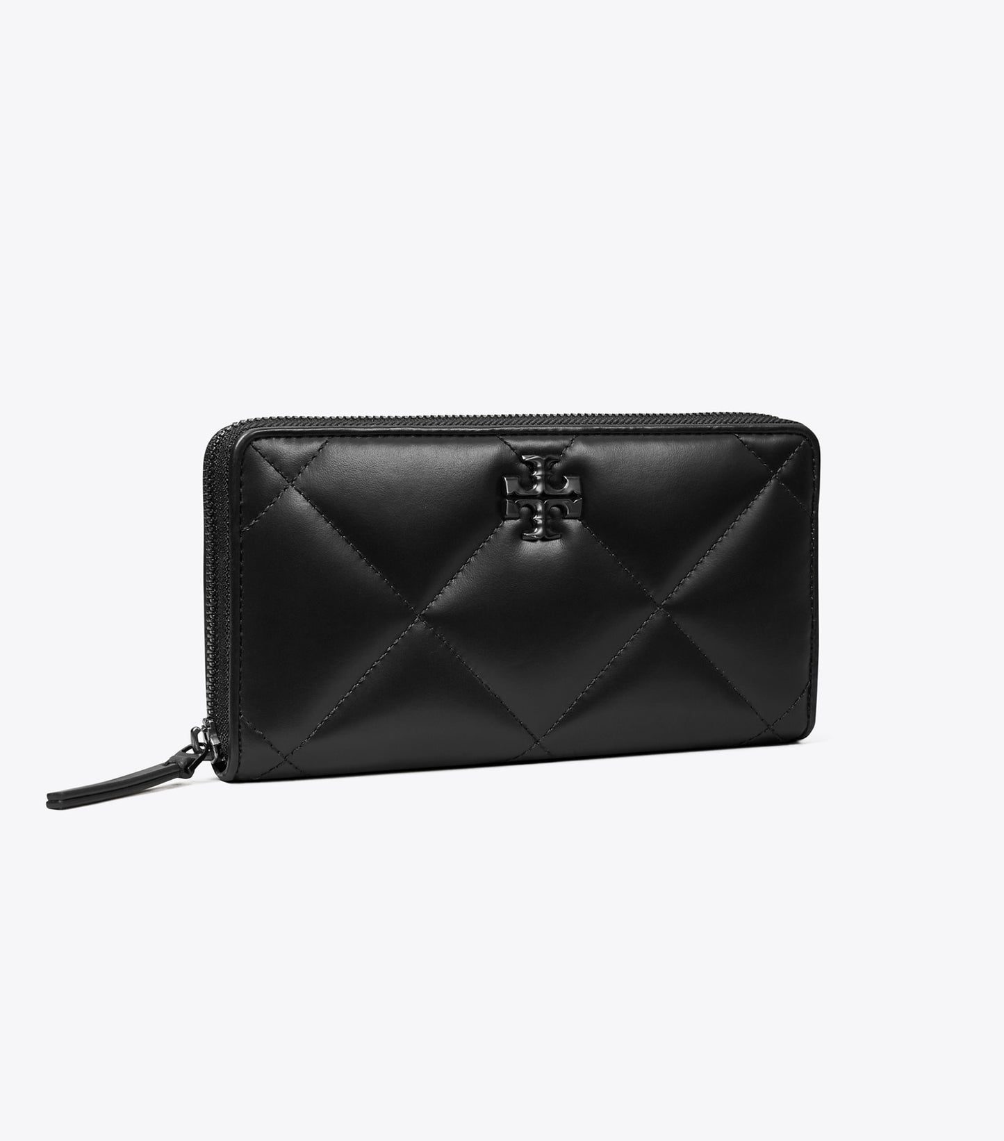 Tory Burch Kira Diamond Quilt Powder Coated Zip Continental Wallet - Black