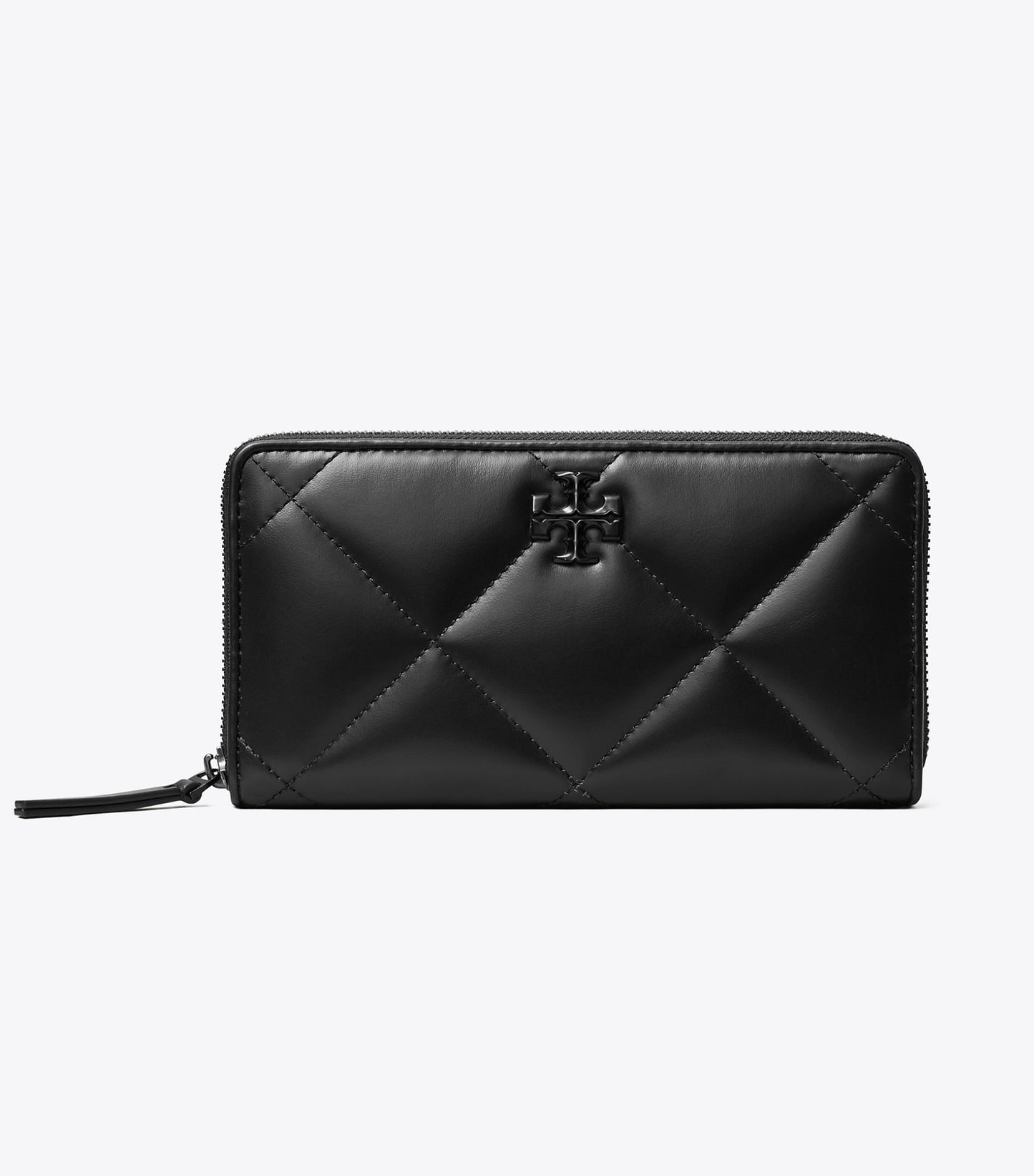 Tory Burch Kira Diamond Quilt Powder Coated Zip Continental Wallet - Black