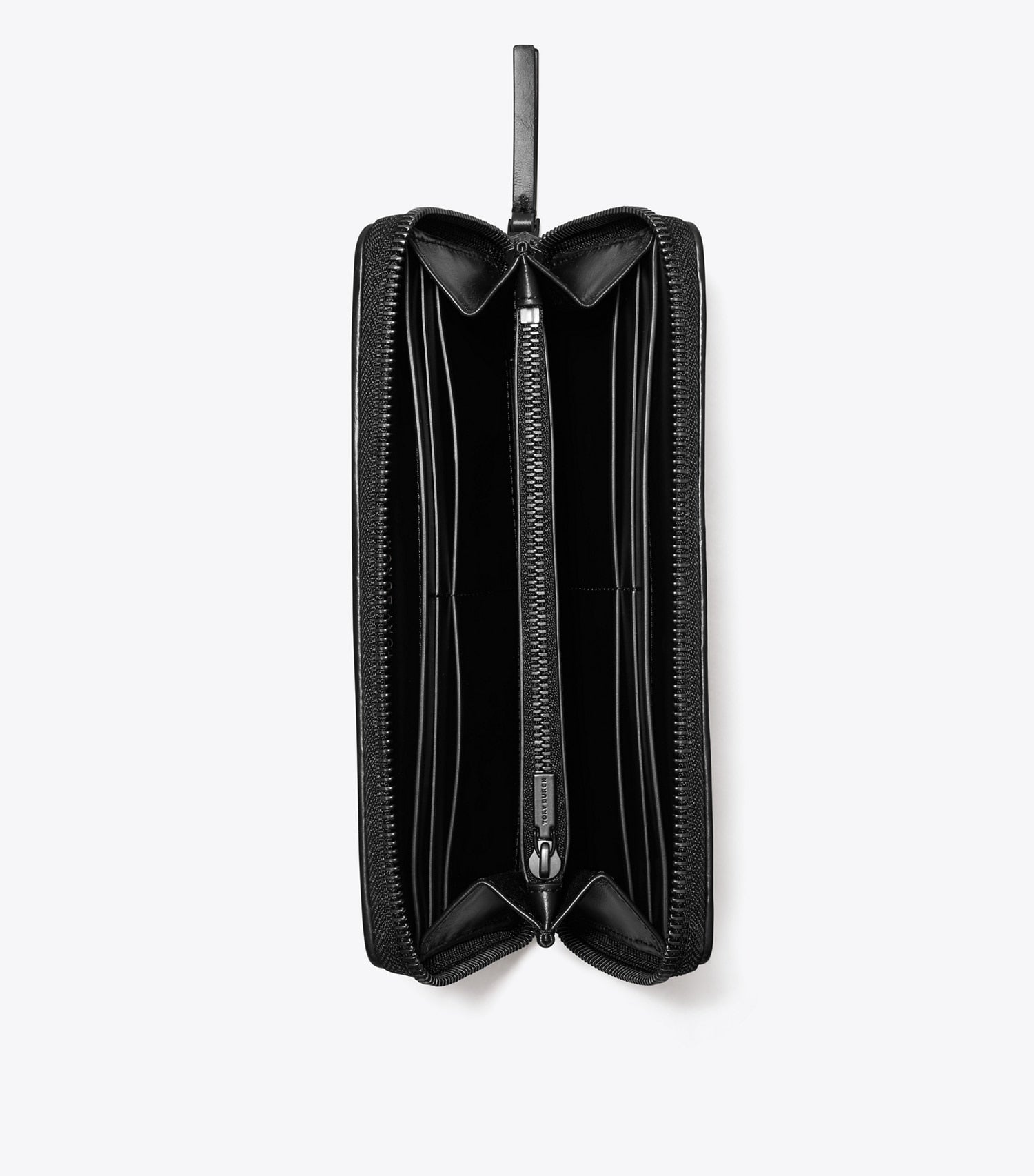 Tory Burch Kira Diamond Quilt Powder Coated Zip Continental Wallet - Black