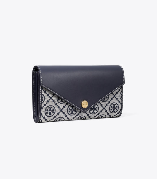 Tory Burch T Monogram Wide Envelope Wallet - Tory Navy