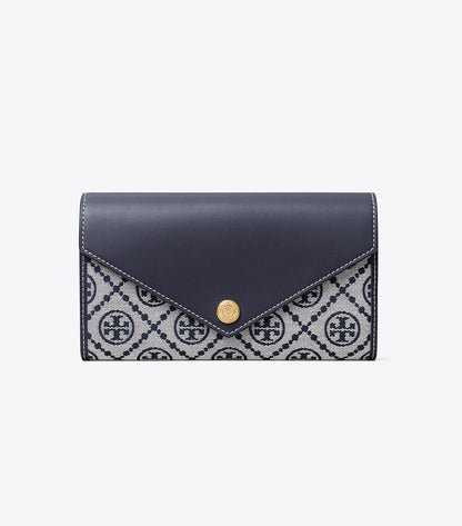 Tory Burch T Monogram Wide Envelope Wallet - Tory Navy