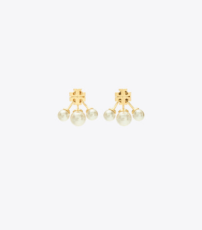Tory Burch Moondance Pearl Front-Back Earrings - Tory Gold / Cream
