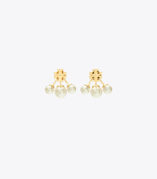 Tory Burch Moondance Pearl Front-Back Earrings - Tory Gold / Cream