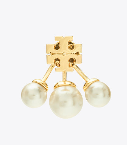 Tory Burch Moondance Pearl Front-Back Earrings - Tory Gold / Cream