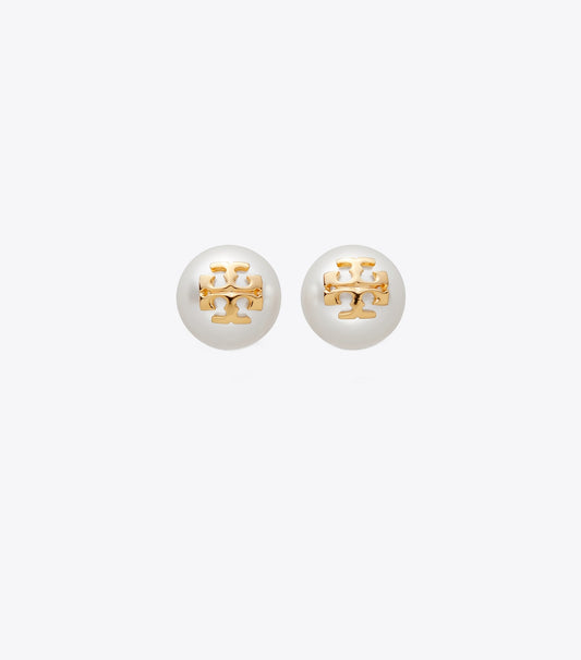 Tory Burch Moondance Pearl Stud Earrings - Ivory/Tory Gold