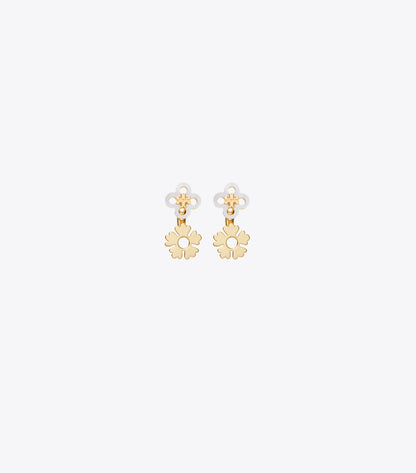 Tory Burch Forget Me Not Front Back Earrings - Light Silver / Tory Gold