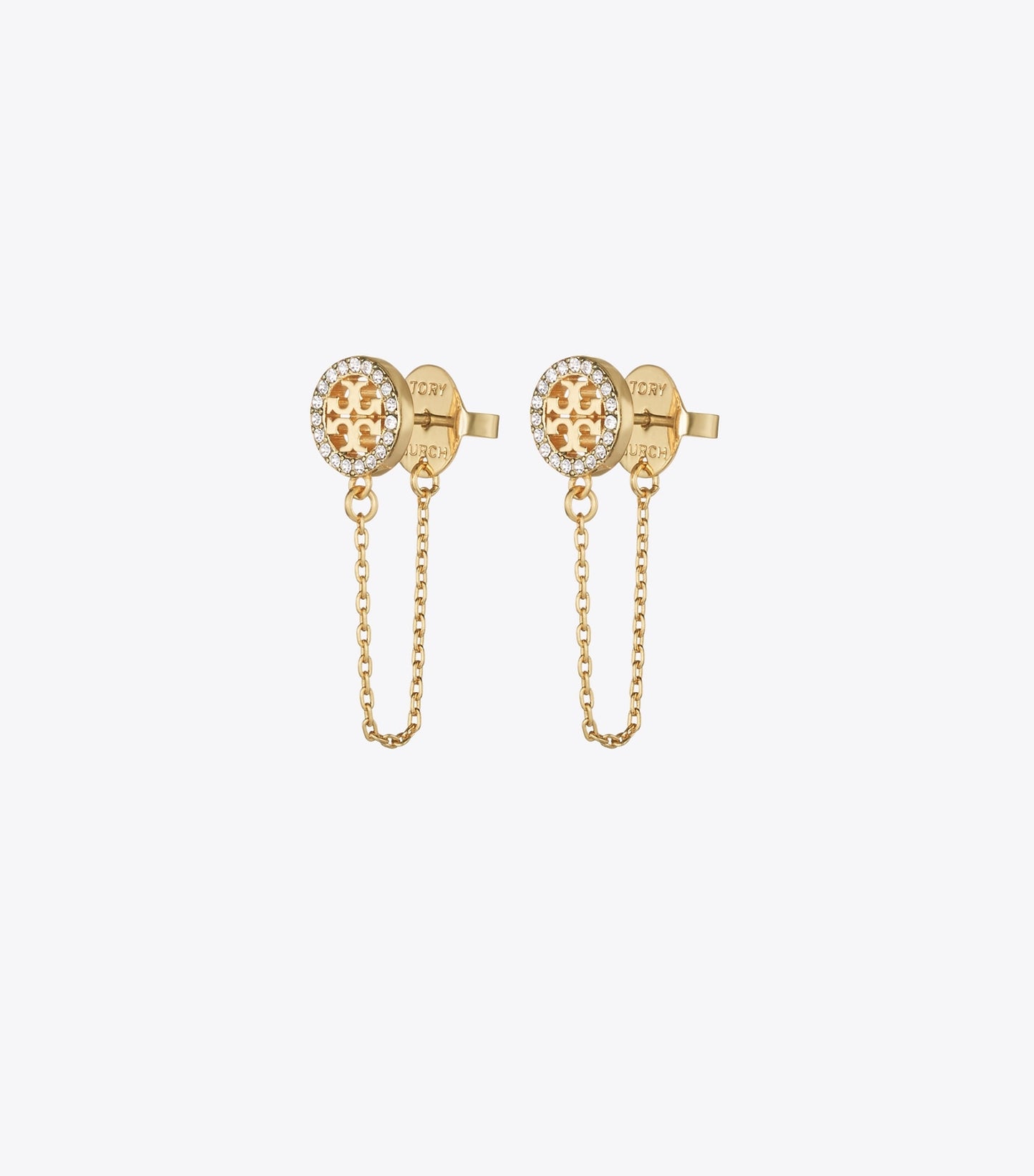 Tory Burch Icon Chain Earrings - Tory Gold / Crystal