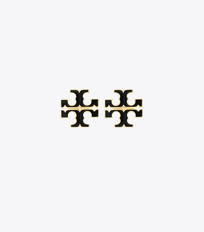 Tory Burch Small Icon Enamel Stud Earrings - Black