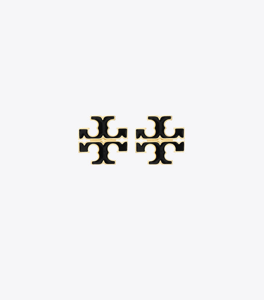Tory Burch Small Icon Enamel Stud Earrings - Black
