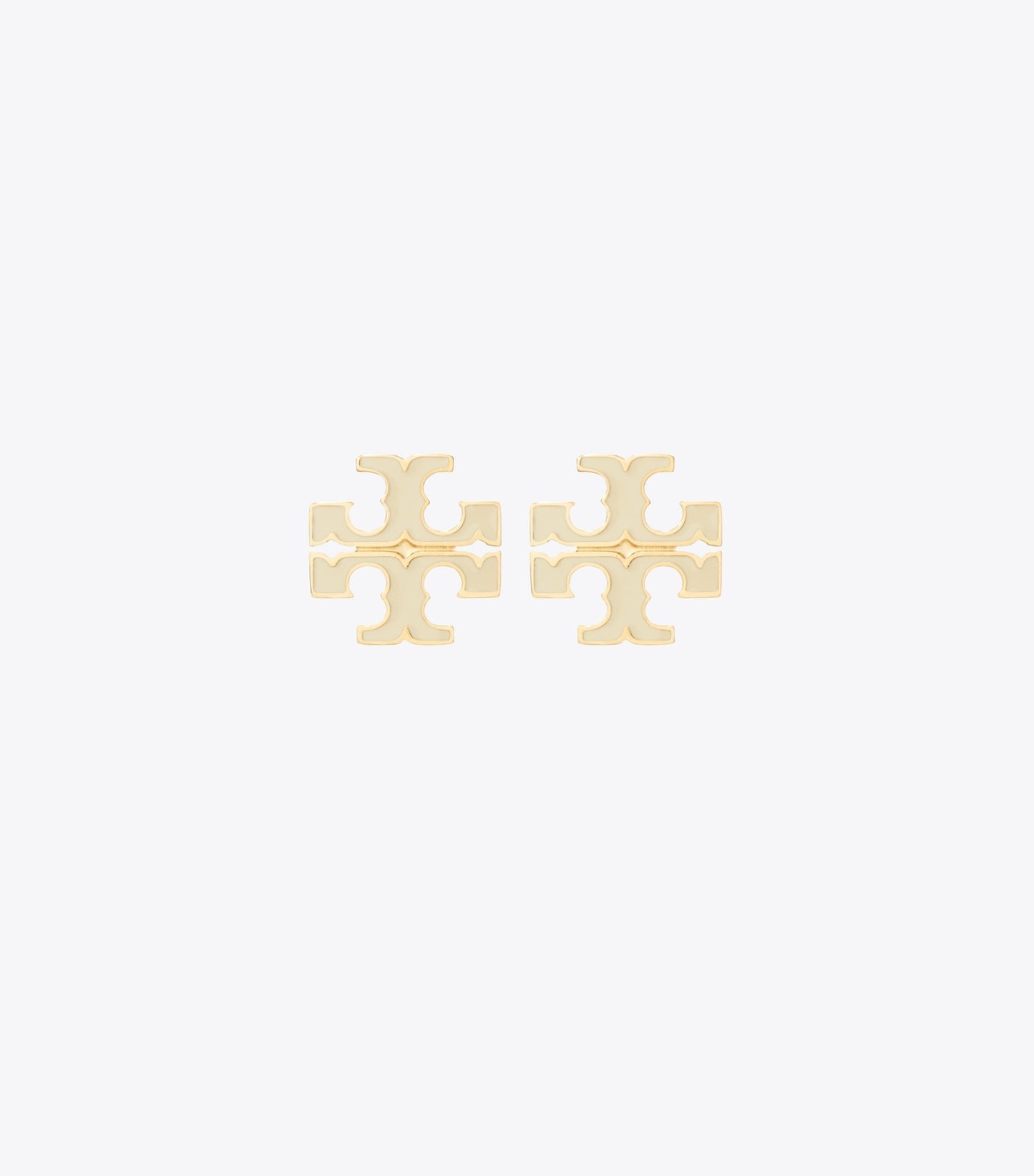 Tory Burch Small Icon Enamel Stud Earrings - New Ivory