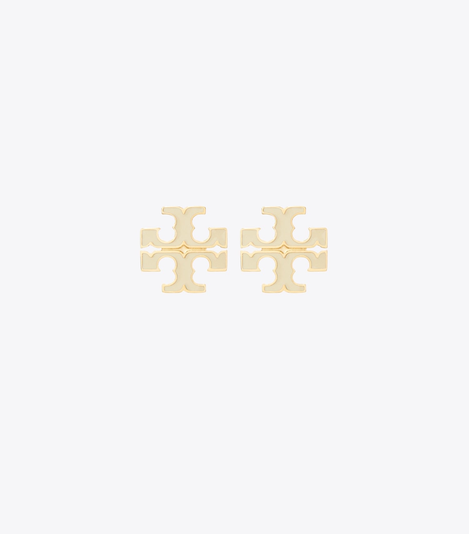 Tory Burch Small Icon Enamel Stud Earrings - New Ivory