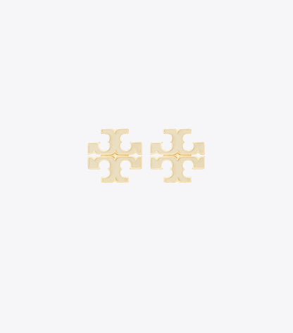 Tory Burch Small Icon Enamel Stud Earrings - New Ivory