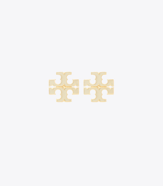 Tory Burch Small Icon Enamel Stud Earrings - New Ivory