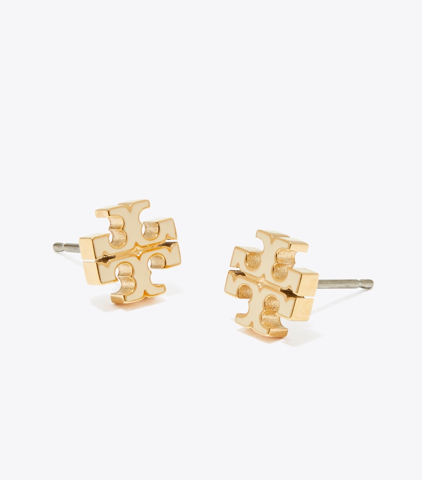 Tory Burch Small Icon Enamel Stud Earrings - New Ivory