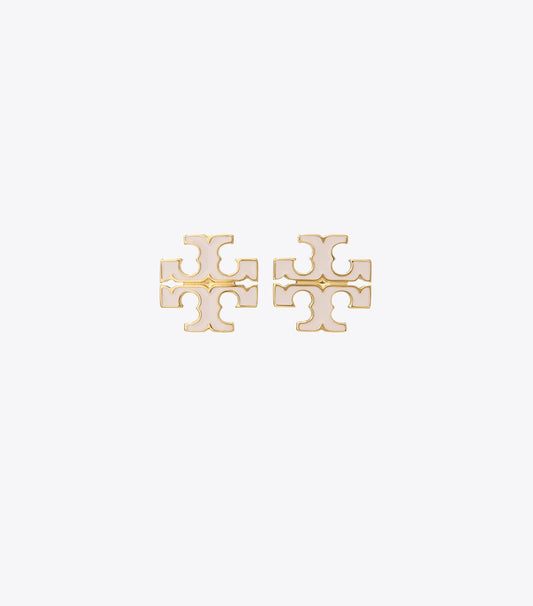 Tory Burch Small Icon Enamel Stud Earrings - Pink Snow