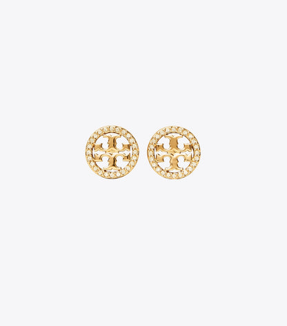 Tory Burch Icon Pavé Stud Earrings - Tory Gold/Crystal