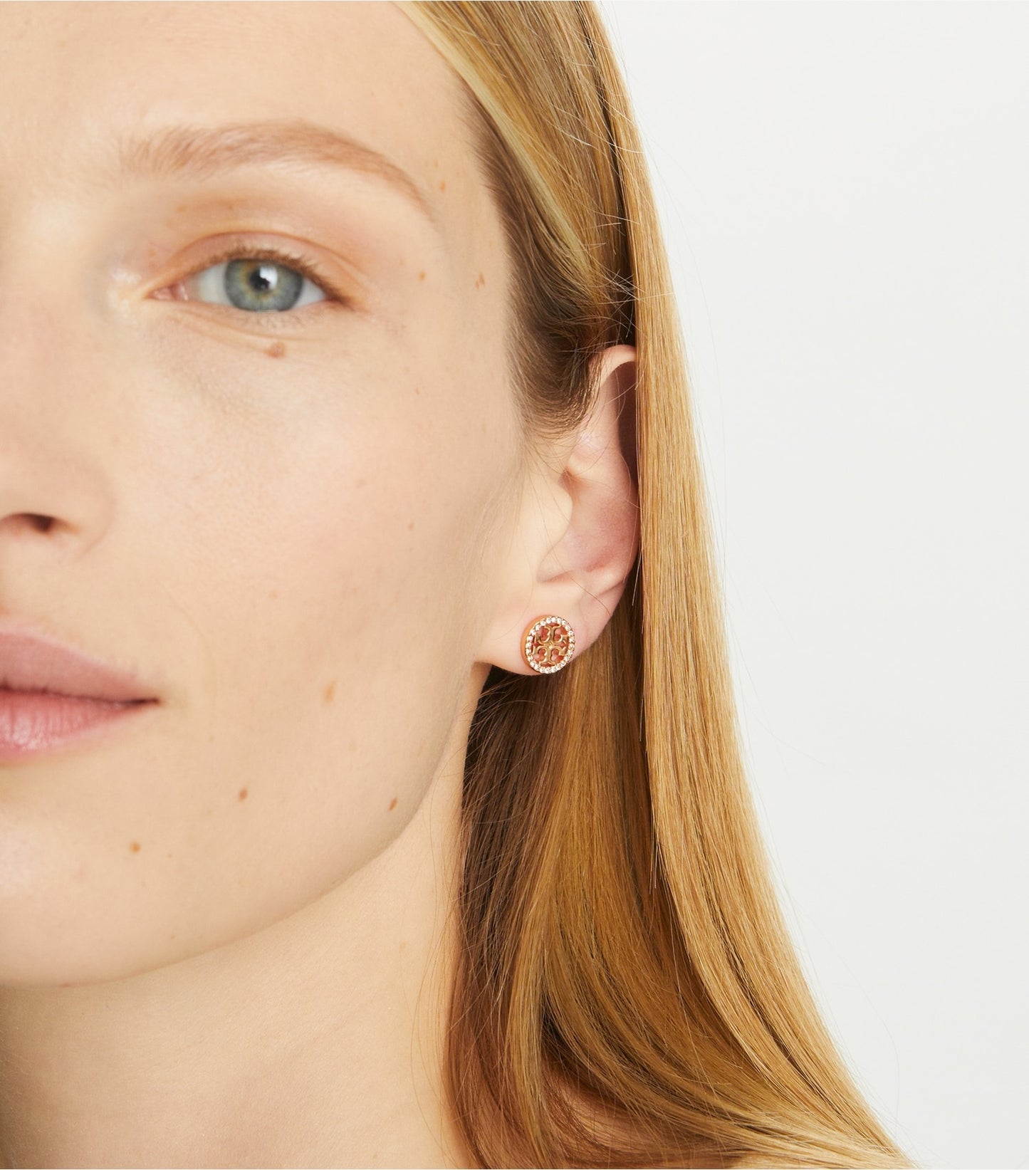 Tory Burch Icon Pavé Stud Earrings - Tory Gold/Crystal