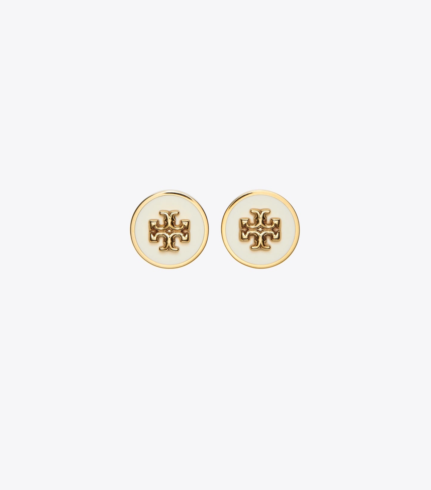 Tory Burch Icon Enamel Circle-Stud Earrings - Tory Gold / New Ivory