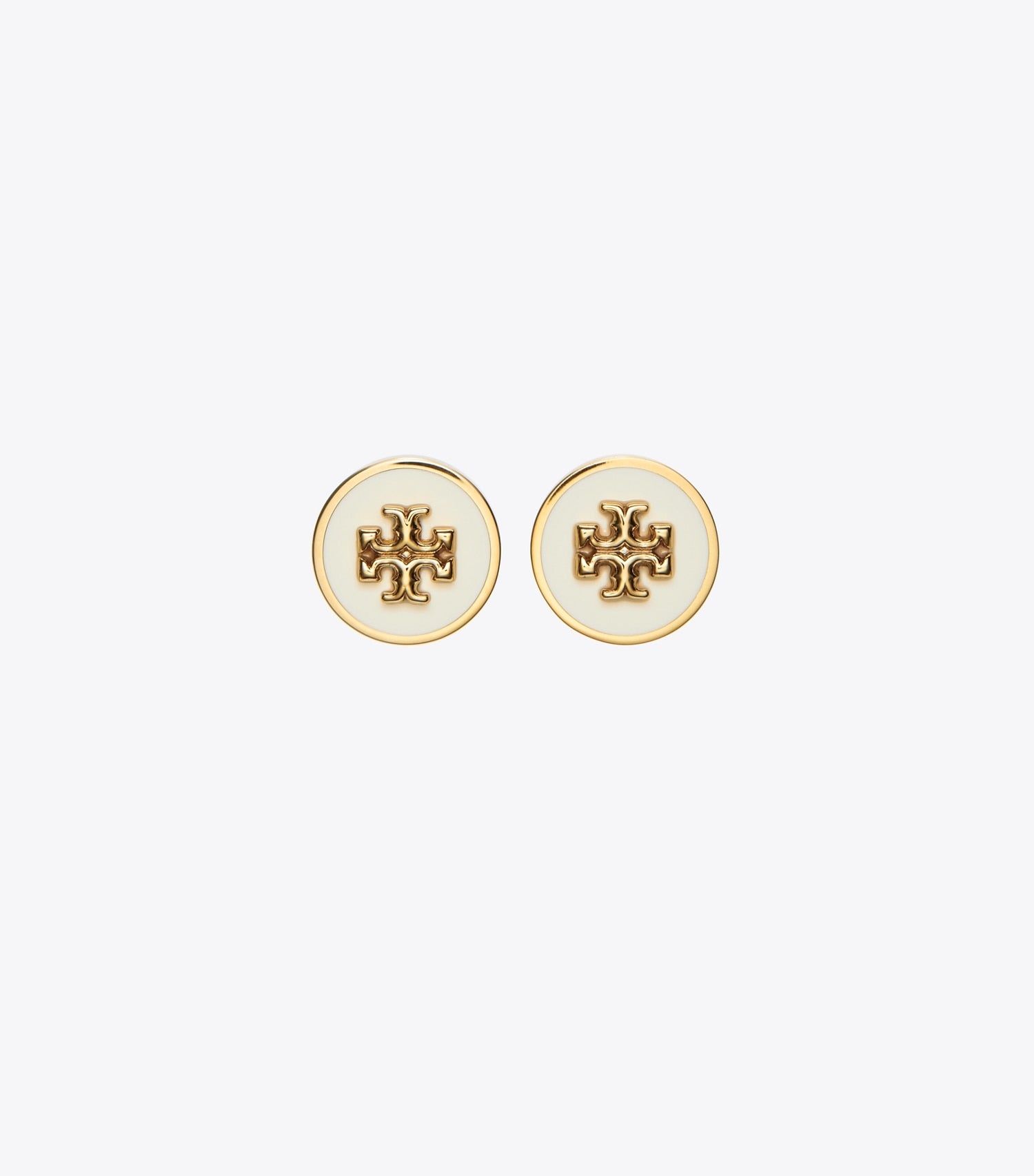 Tory Burch Icon Enamel Circle-Stud Earrings - Tory Gold / New Ivory