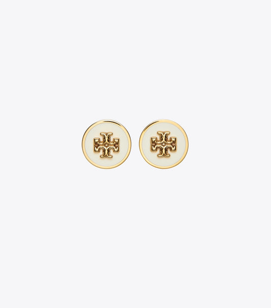 Tory Burch Icon Enamel Circle-Stud Earrings - Tory Gold / New Ivory