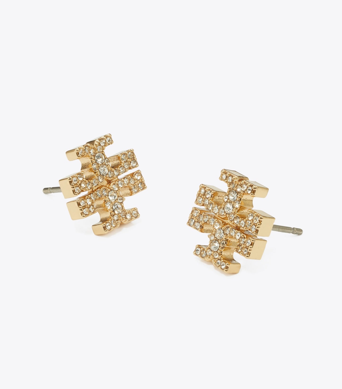 Tory Burch Icon Pavé Stud Earrings - Tory Gold / Crystal