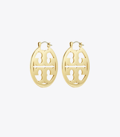 Tory Burch Small Icon Hoop Earrings - Tory Gold