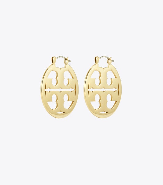 Tory Burch Small Icon Hoop Earrings - Tory Gold
