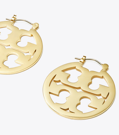 Tory Burch Small Icon Hoop Earrings - Tory Gold