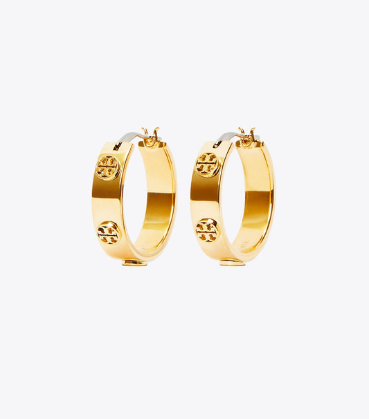 Tory Burch Small Icon Hoop Earrings - Tory Gold