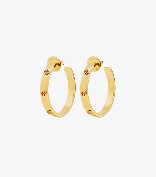 Tory Burch Icon Hoop Earrings - Tory Gold