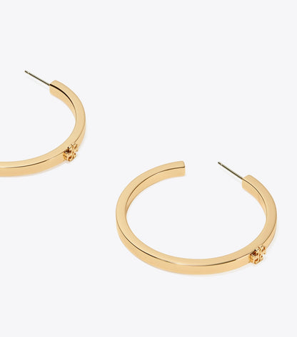 Tory Burch Icon Hoop Earrings - Tory Gold