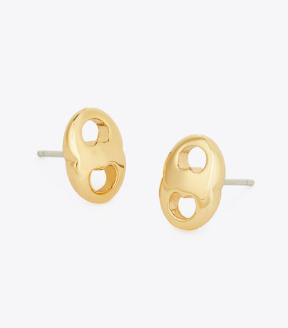 Tory Burch Gemini Stud Earrings - Light Brass