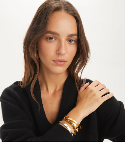 Tory Burch Icon Thin Hinge Bracelet - Tory Silver