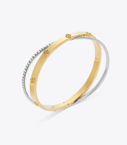 Tory Burch Icon Pavé Double Bracelet - Tory Gold / Tory Silver