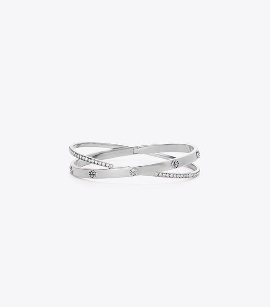 Tory Burch Icon Pavé Double Bracelet - Tory Silver / Crystal