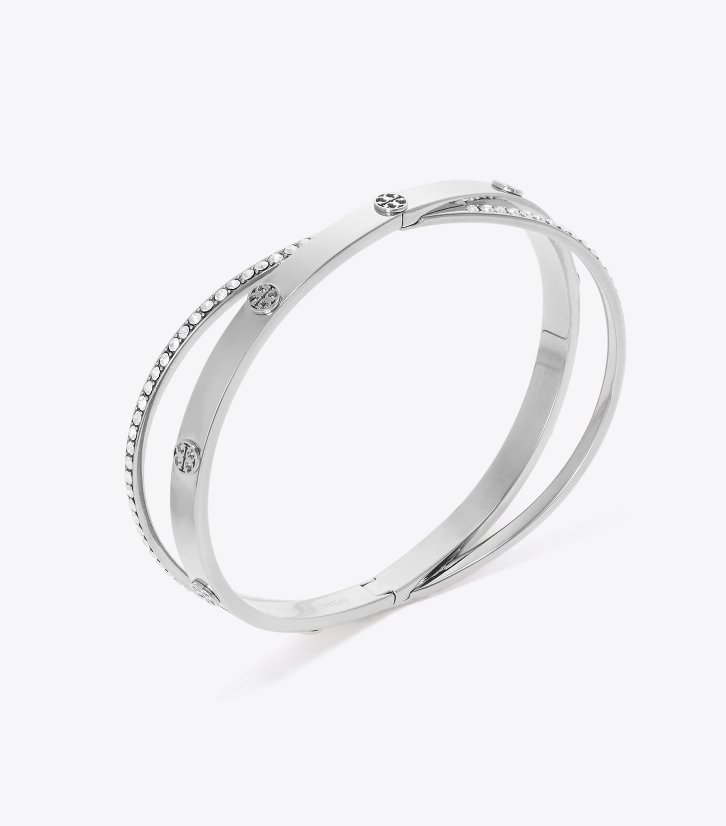 Tory Burch Icon Pavé Double Bracelet - Tory Silver / Crystal