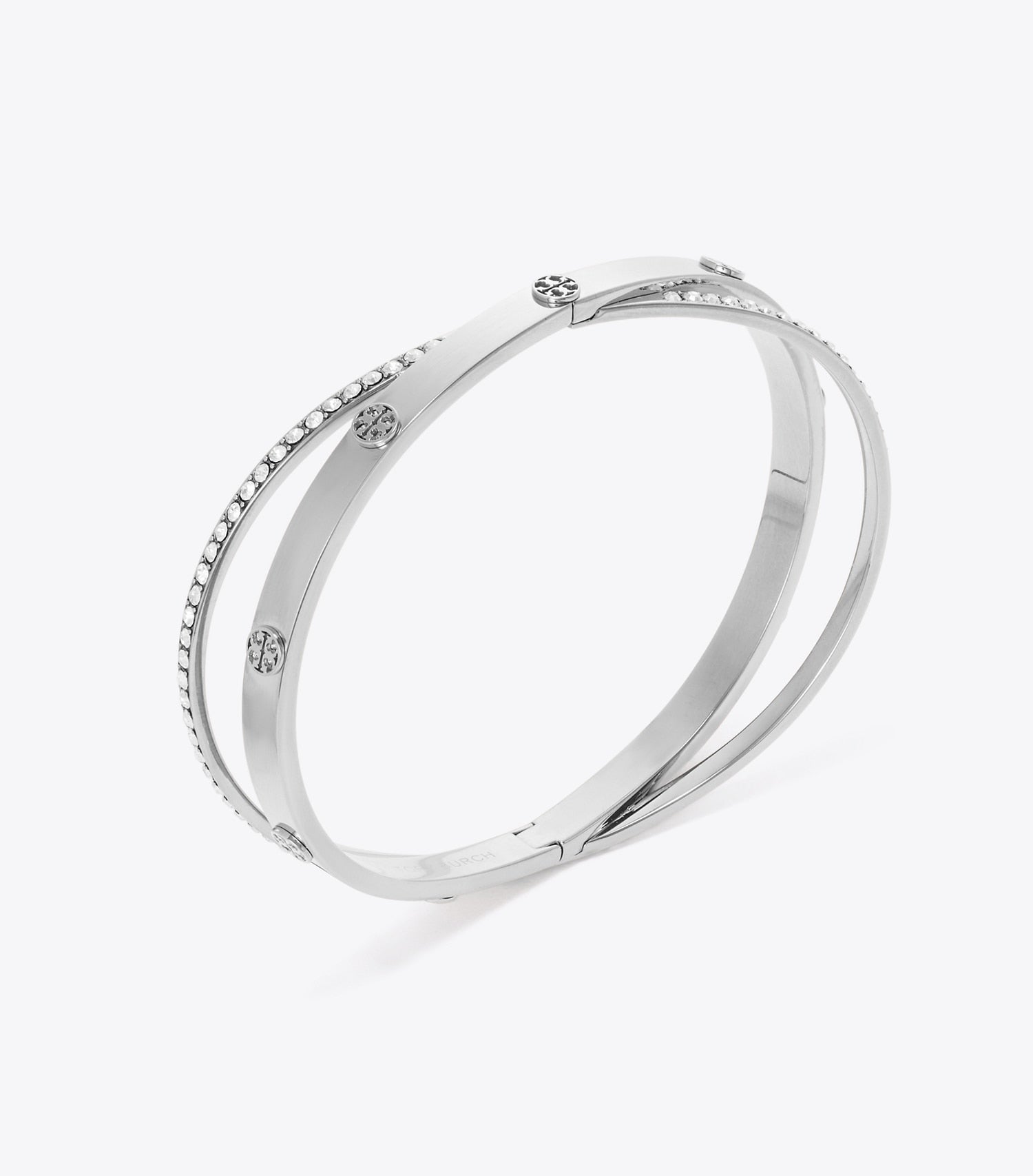 Tory Burch Icon Pavé Double Bracelet - Tory Silver / Crystal