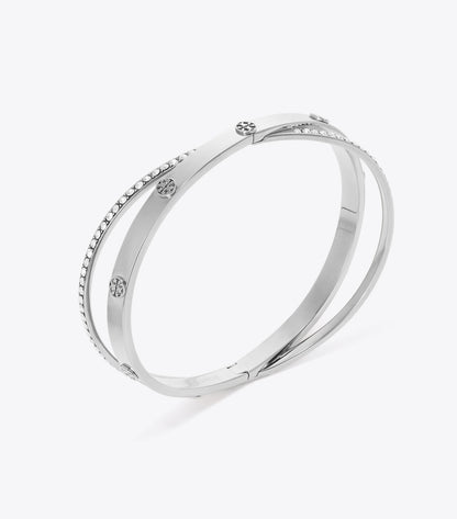 Tory Burch Icon Pavé Double Bracelet - Tory Silver / Crystal