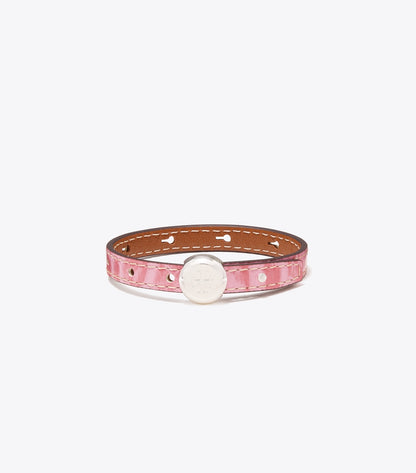 Tory Burch Icon Leather Bracelet - Light Silver / Rose Sunset