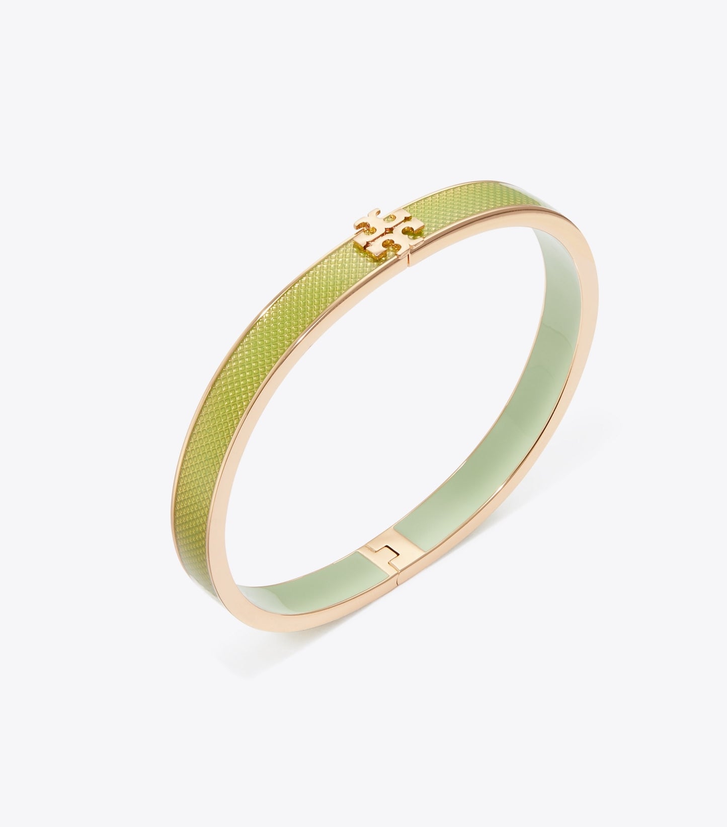 Tory Burch Medium Icon Guilloché Enamel Bracelet - Rose Gold / Mint