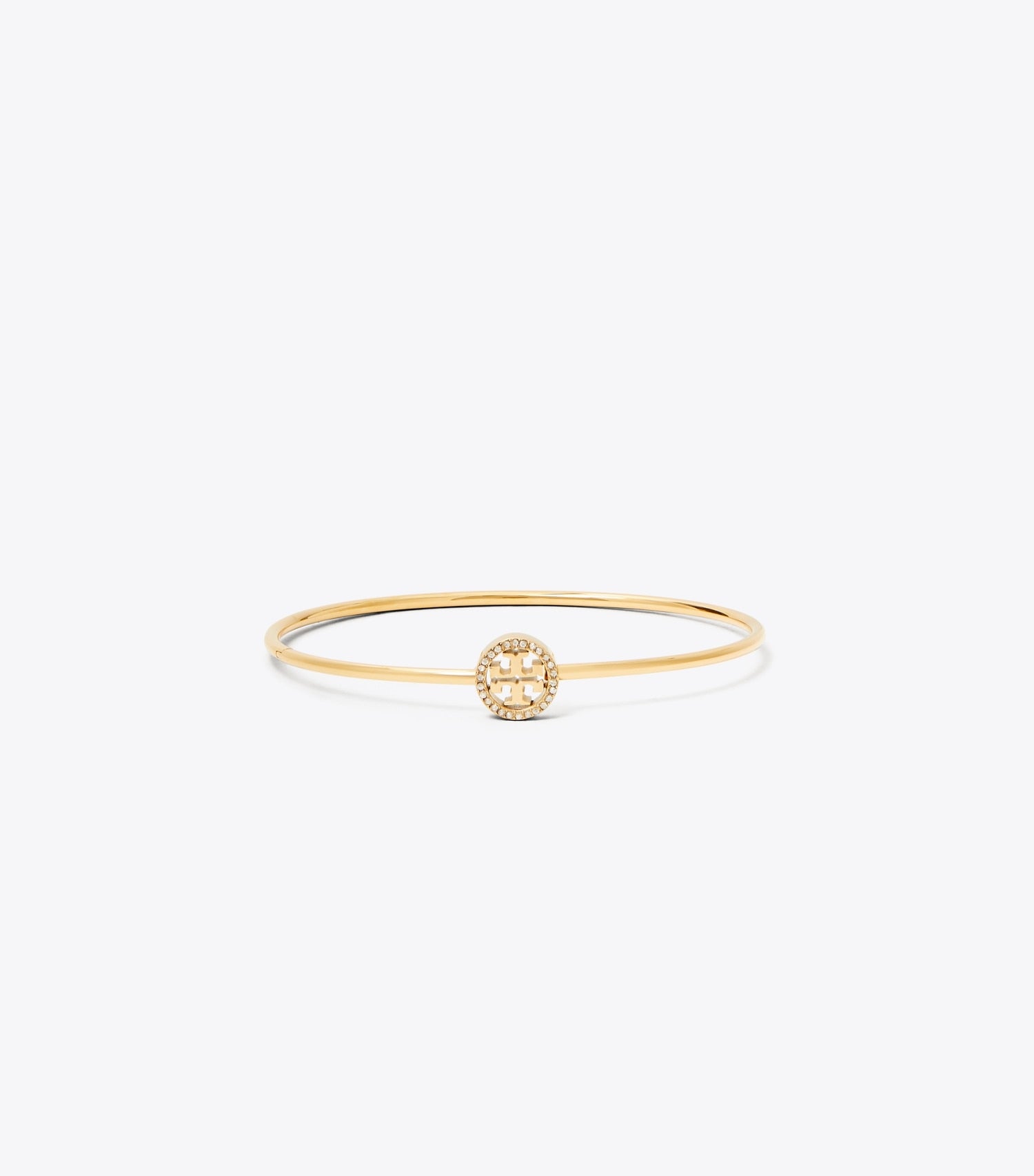 Tory Burch Icon Pavé Hinged Bracelet - Tory Gold / Crystal