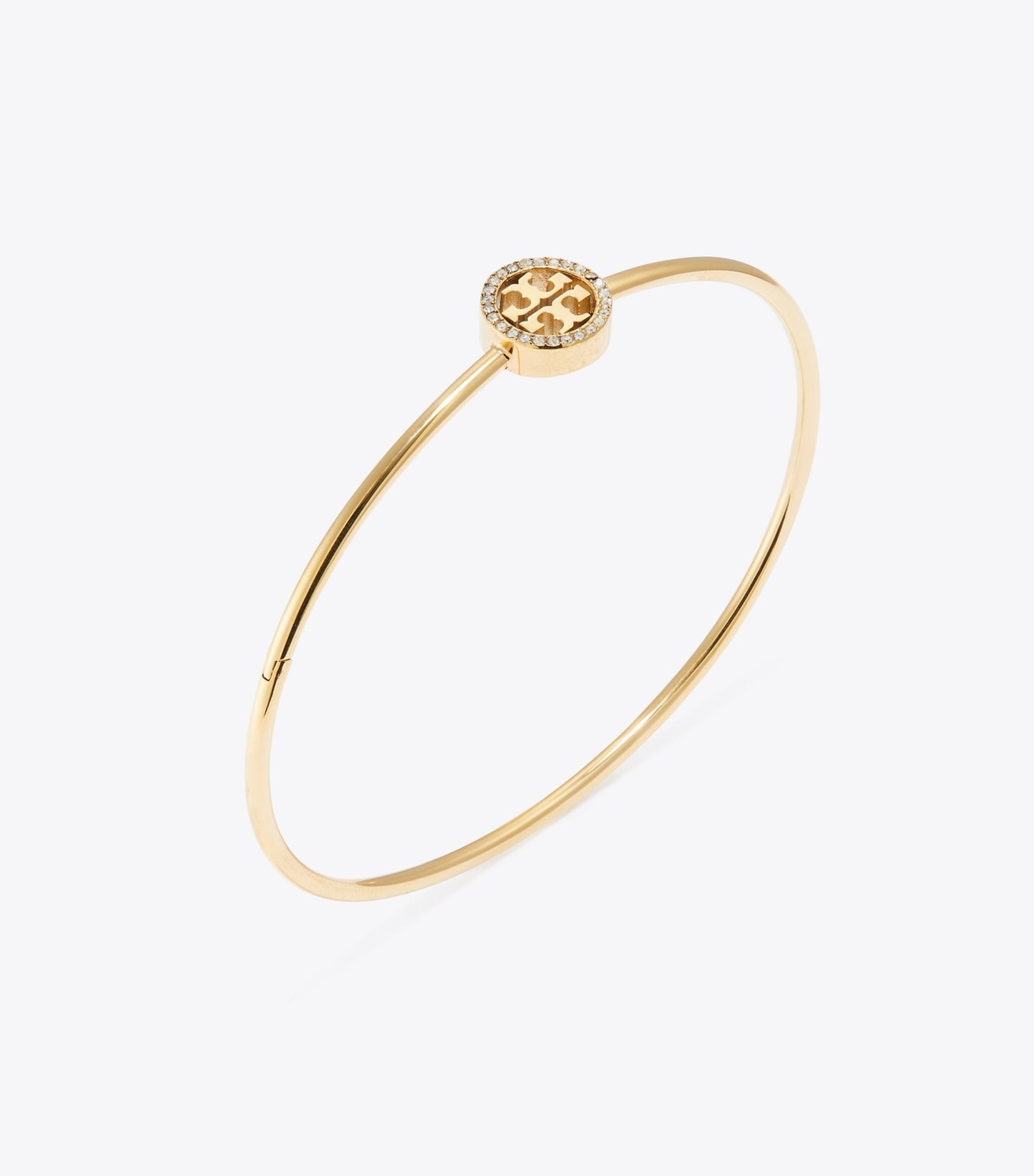 Tory Burch Icon Pavé Hinged Bracelet - Tory Gold / Crystal