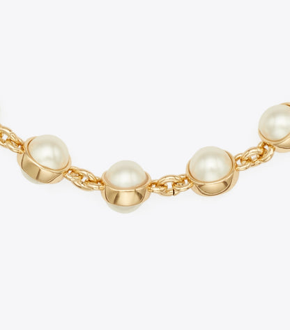 Tory Burch Moondance Pearl Bracelet - Light Brass / Ivory