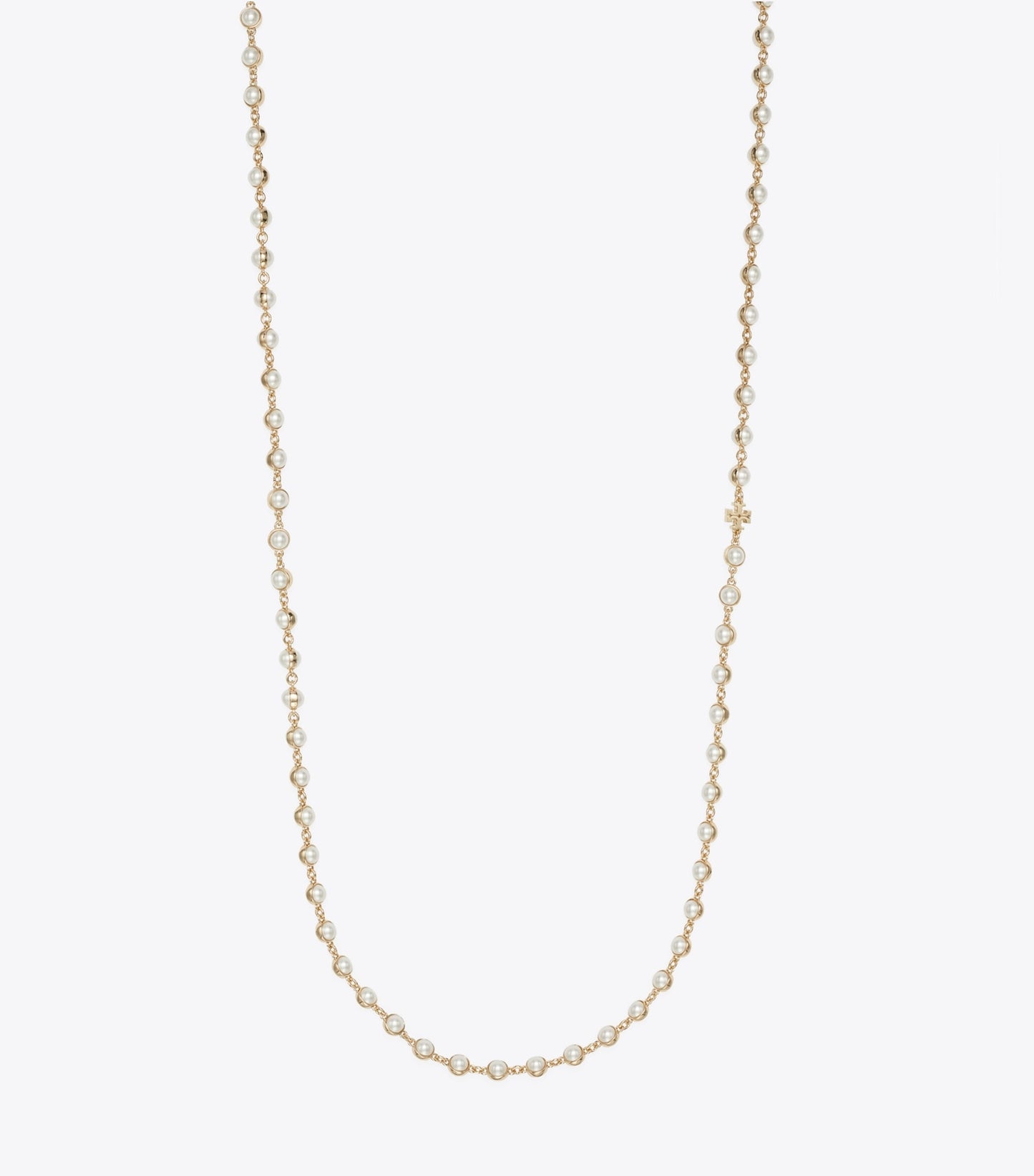 Tory Burch Long Pearl Necklace - Light Brass / Pearl